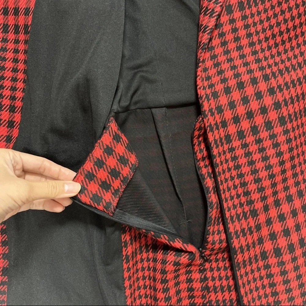 Zara Womens‎ Textured Weave Houndstooth Jumpsuit Romper Mini Blazer Dress Small